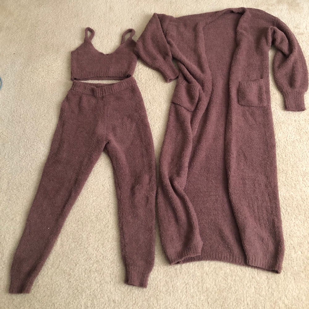 Fuzzy 3 piece legging set in MOCHA